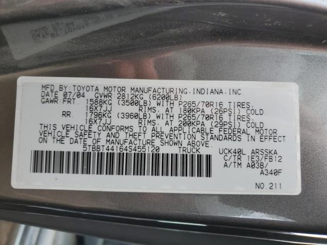 5TBBT44164S455120 - 2004 TOYOTA TUNDRA ACCESS CAB SR5 GRAY photo 12
