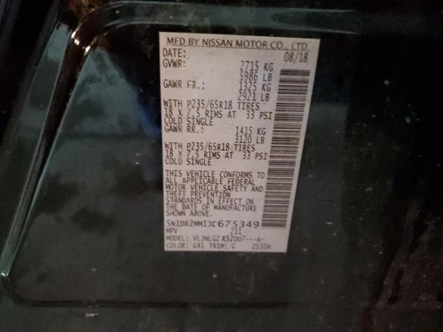 5N1DR2MM1JC675349 - 2018 NISSAN PATHFINDER S 黑色 照片 13