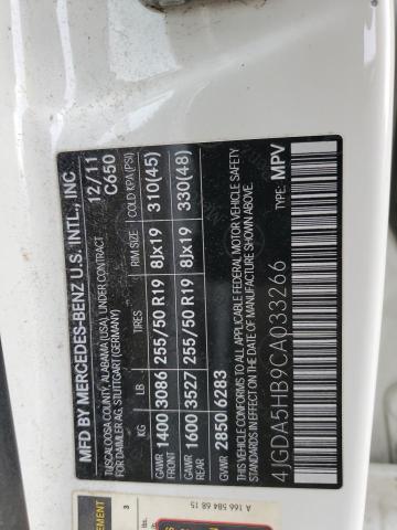 4JGDA5HB9CA033266 - 2012 MERCEDES-BENZ ML 350 4MATIC WHITE photo 14