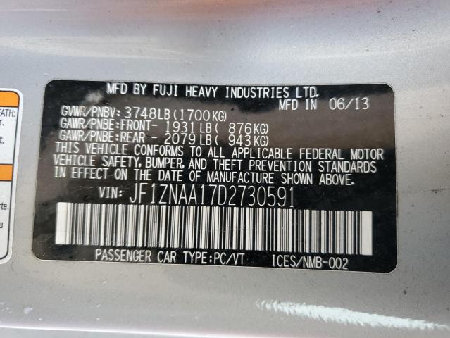 JF1ZNAA17D2730591 - 2013 TOYOTA SCION FR-S 银色 照片 12