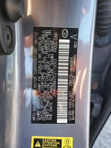 JTHKD5BH7C2115053 - 2012 LEXUS CT 200 GRAY photo 12