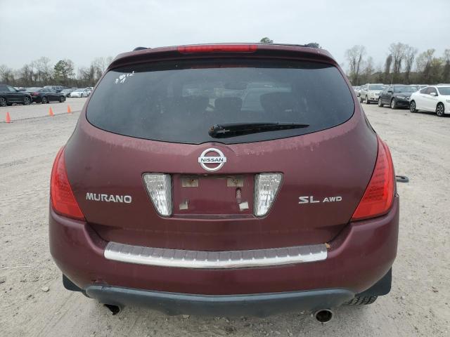 JN8AZ08W77W644190 - 2007 NISSAN MURANO SL BURGUNDY photo 6