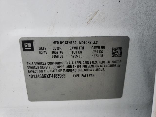 1G1JA6SGXF4183965 - 2015 CHEVROLET SONIC LS WHITE photo 12