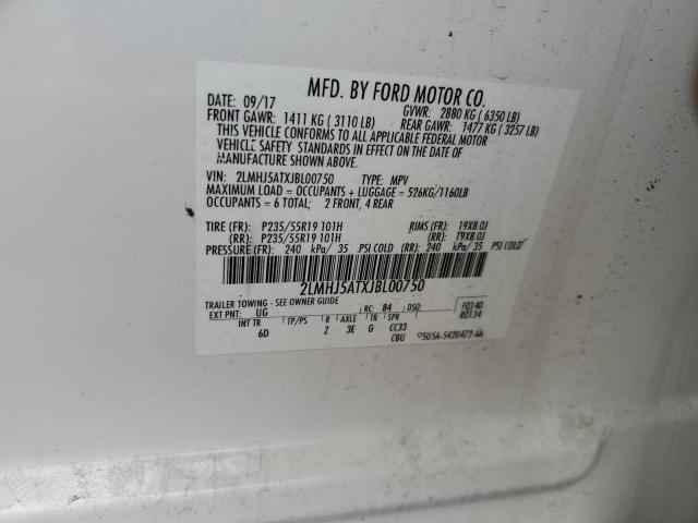 2LMHJ5ATXJBL00750 - 2018 LINCOLN MKT WHITE photo 12