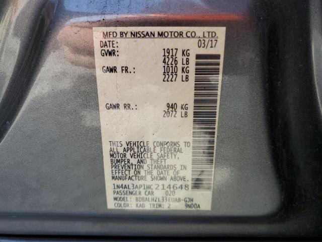 1N4AL3AP1HC214648 - 2017 NISSAN ALTIMA 2.5 GRAY photo 12