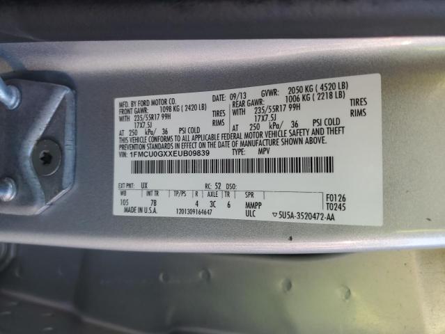 1FMCU0GXXEUB09839 - 2014 FORD ESCAPE SE SILVER photo 13