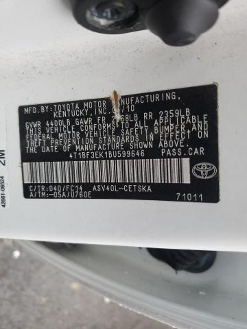 4T1BF3EK1BU599646 - 2011 TOYOTA CAMRY BASE WHITE photo 12