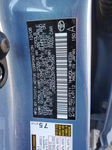 JTDKB20U397875580 - 2009 TOYOTA PRIUS BLUE photo 12