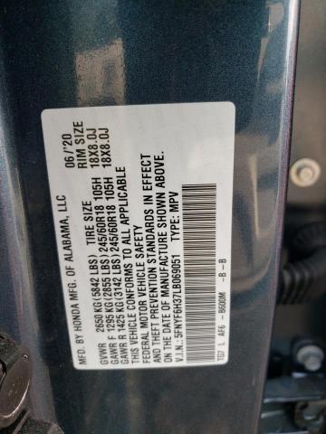 5FNYF6H37LB069051 - 2020 HONDA PILOT EX BLUE photo 13