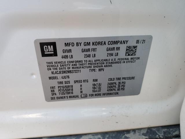 KL4CJESM2MB372211 - 2021 BUICK ENCORE PREFERRED Ақ фото 12
