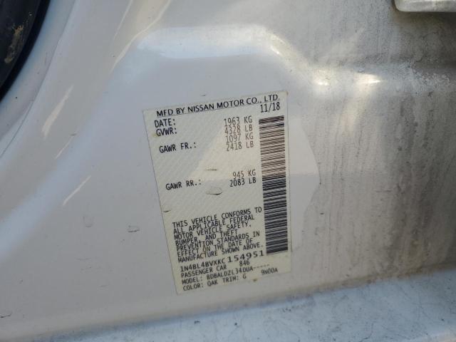 1N4BL4BVXKC154951 - 2019 NISSAN ALTIMA S WHITE photo 12