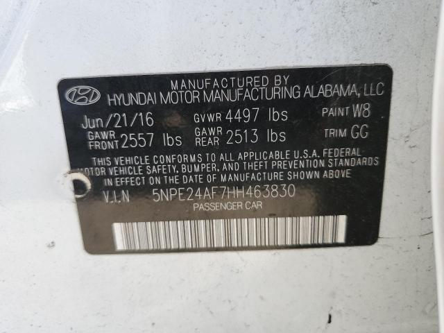 5NPE24AF7HH463830 - 2017 HYUNDAI SONATA SE WHITE photo 12