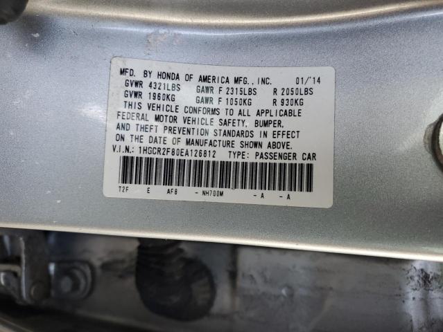 1HGCR2F80EA126812 - 2014 HONDA ACCORD EXL SILVER photo 12