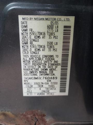 5N1AR18W65C760489 - 2005 NISSAN PATHFINDER LE GRAY photo 13