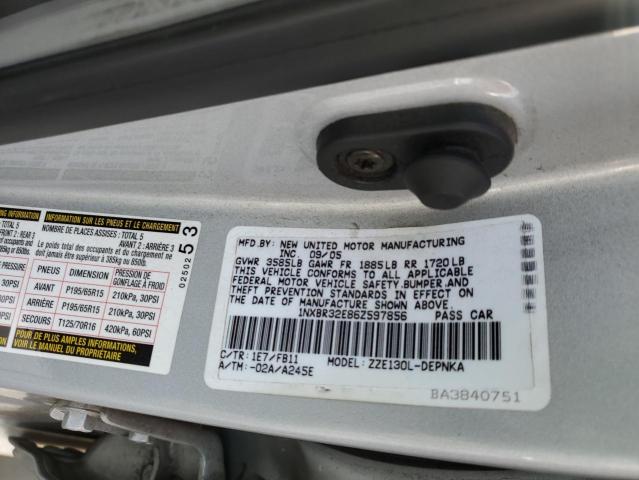 1NXBR32E86Z597856 - 2006 TOYOTA COROLLA CE SILVER photo 12