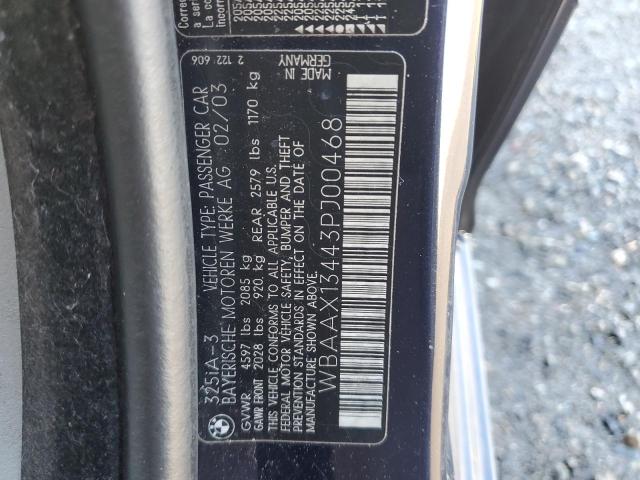 WBAAX13443PJ00468 - 2003 BMW 325 IT BLUE photo 13