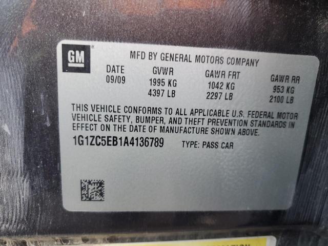 1G1ZC5EB1A4136789 - 2010 CHEVROLET MALIBU 1LT CHARCOAL photo 13