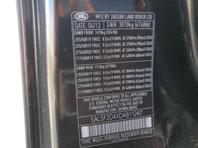 SALSF2D4XDA811247 - 2013 LAND ROVER RANGE ROVE HSE BLACK photo 12