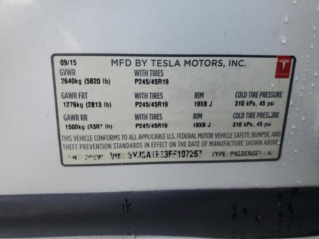 5YJSA1E23FF107267 - 2015 TESLA MODEL S WHITE photo 12