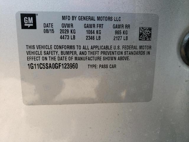 1G11C5SA0GF123960 - 2016 CHEVROLET MALIBU LIM LT Күміс фото 12
