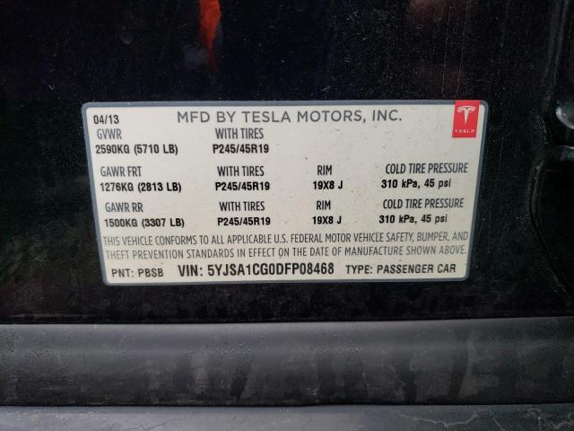 5YJSA1CG0DFP08468 - 2013 TESLA MODEL S Սև լուսանկար 12