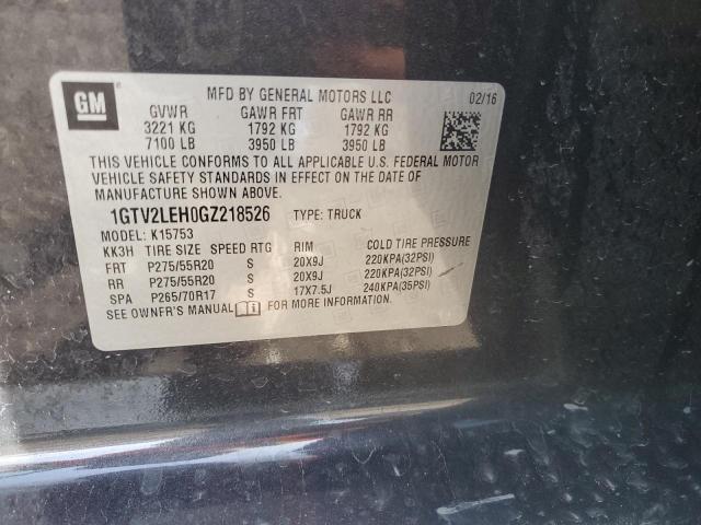 1GTV2LEH0GZ218526 - 2016 GMC SIERRA K1500 BLACK photo 12