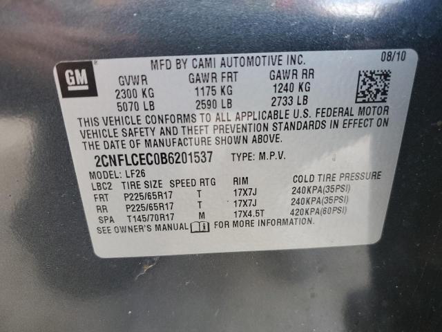 2CNFLCEC0B6201537 - 2011 CHEVROLET EQUINOX LS GRAY photo 14