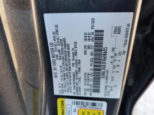 3LN6L2GK3FR608605 - 2015 LINCOLN MKZ GRAY photo 12