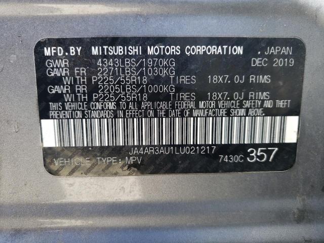 JA4AR3AU1LU021217 - 2020 MITSUBISHI OUTLANDER ES GRAY photo 12