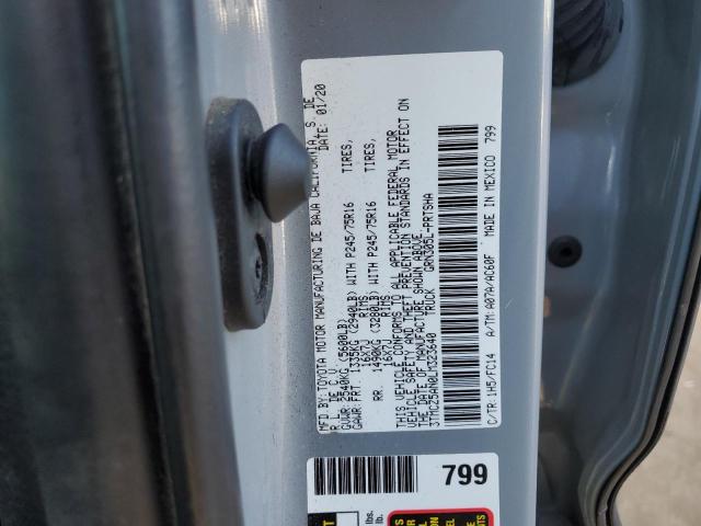 3TMCZ5AN0LM323640 - 2020 TOYOTA TACOMA DOUBLE CAB GRAY photo 12