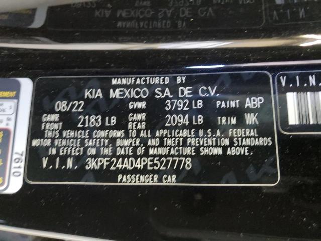 3KPF24AD4PE527778 - 2023 KIA FORTE LX BLACK photo 12