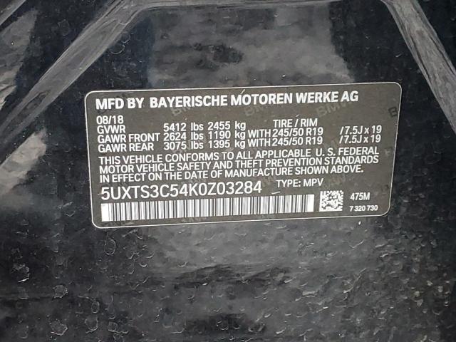 5UXTS3C54K0Z03284 - 2019 BMW X3 XDRIVEM40I BLACK photo 12