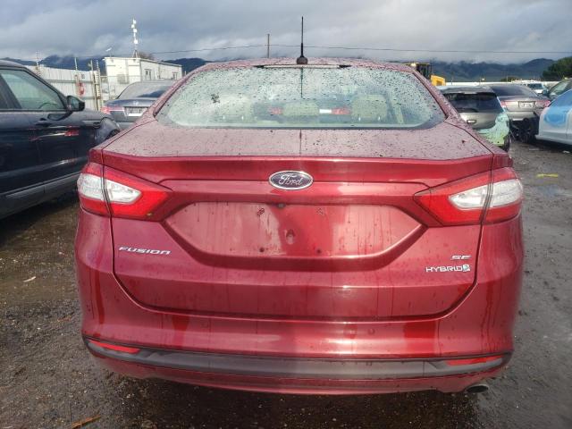 3FA6P0LU4GR316232 - 2016 FORD FUSION SE HYBRID RED photo 6