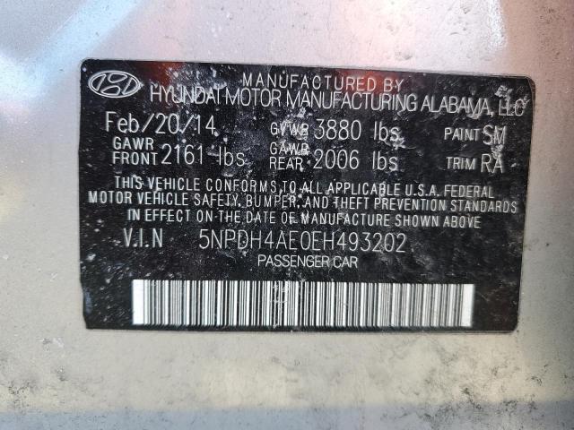 5NPDH4AE0EH493202 - 2014 HYUNDAI ELANTRA SE SILVER photo 12