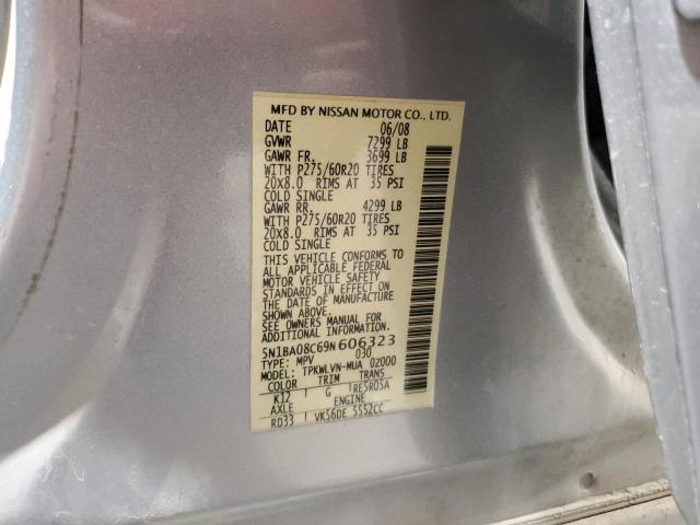 5N1BA08C69N606323 - 2009 NISSAN ARMADA SE SILVER photo 12