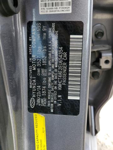 KMHCT4AE2EU654354 - 2014 HYUNDAI ACCENT GLS GRAY photo 13