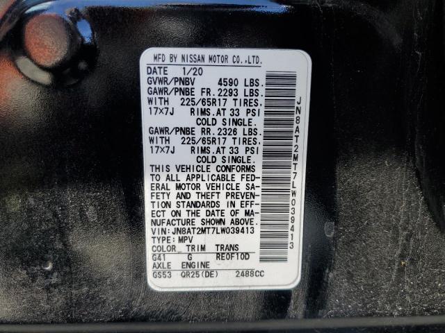 JN8AT2MT7LW039413 - 2020 NISSAN ROGUE S BLACK photo 14