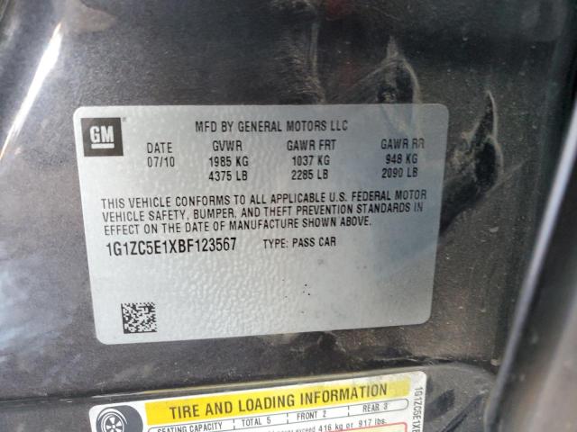 1G1ZC5E1XBF123567 - 2011 CHEVROLET MALIBU 1LT Srebrny zdjęcie 12