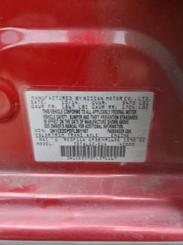 3N1CE2CP2FL391167 - 2015 NISSAN VERSA NOTE S RED photo 12