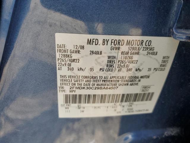 2FMDK30C29BA64507 - 2009 FORD EDGE SPORT BLUE photo 12