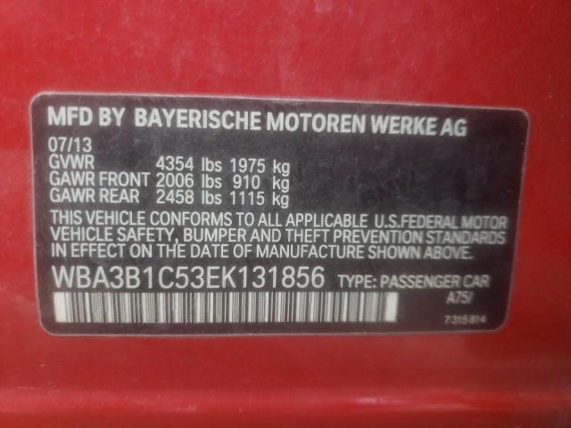 WBA3B1C53EK131856 - 2014 BMW 320 I RED photo 12