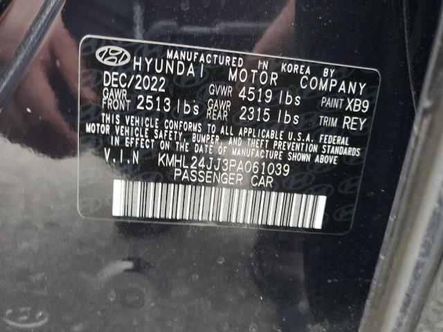 KMHL24JJ3PA061039 - 2023 HYUNDAI SONATA HYBRID BLACK photo 12