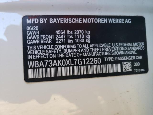 WBA73AK0XL7G12260 - 2020 BMW 228XI WHITE photo 13