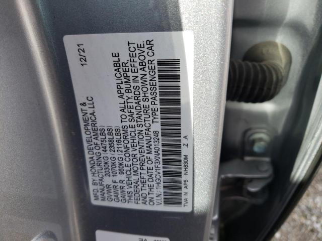 1HGCV1F3XNA013248 - 2022 HONDA ACCORD SPORT SILVER photo 13