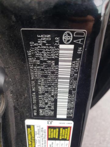 2T1BU4EE9AC529785 - 2010 TOYOTA COROLLA BASE BLACK photo 12