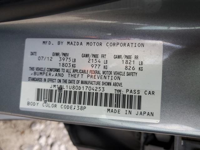 JM1BL1U80D1704253 - 2013 MAZDA 3 I GRAY photo 12