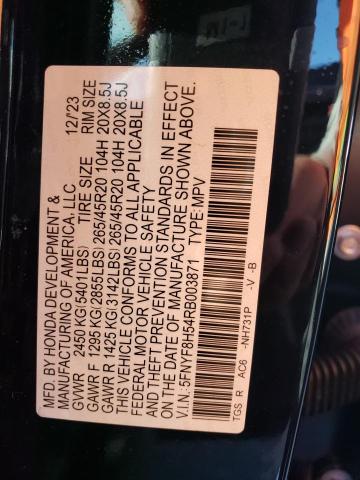 5FNYF8H54RB003871 - 2024 HONDA PASSPORT EXL შავი ფოტო 12