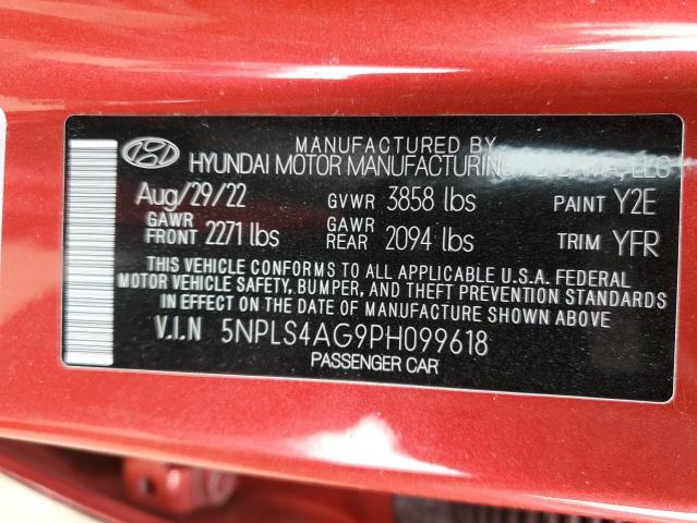 5NPLS4AG9PH099618 - 2023 HYUNDAI ELANTRA SEL RED photo 13