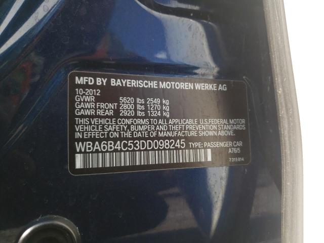 WBA6B4C53DD098245 - 2013 BMW 650 XI WHITE photo 12