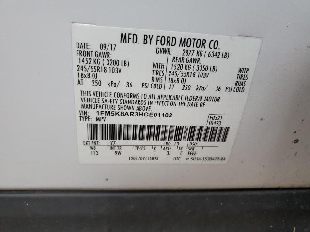 1FM5K8AR3HGE01102 - 2017 FORD EXPLORER POLICE INTERCEPTOR 白色 照片 13